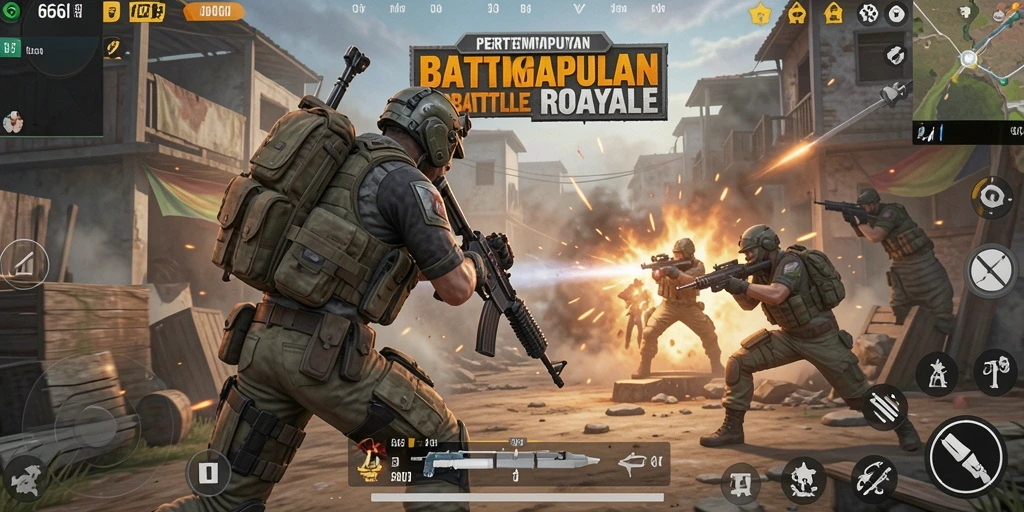 Gameplay mendebarkan di arena Battle Royale 666I.