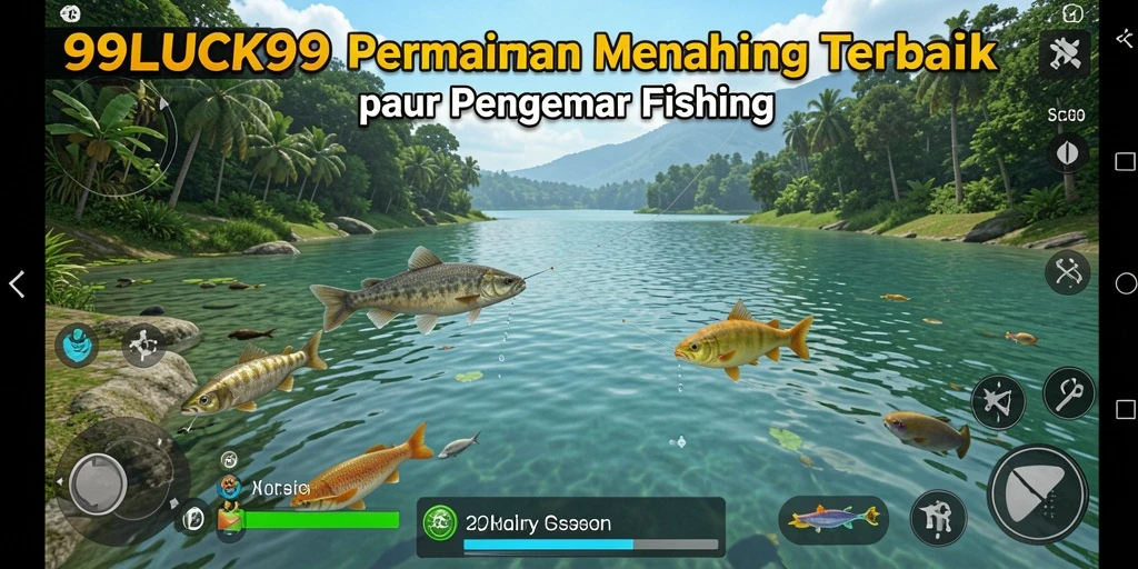 Screenshot menunjukkan pemain menangkap ikan besar di <strong>99LUCK99</strong>.