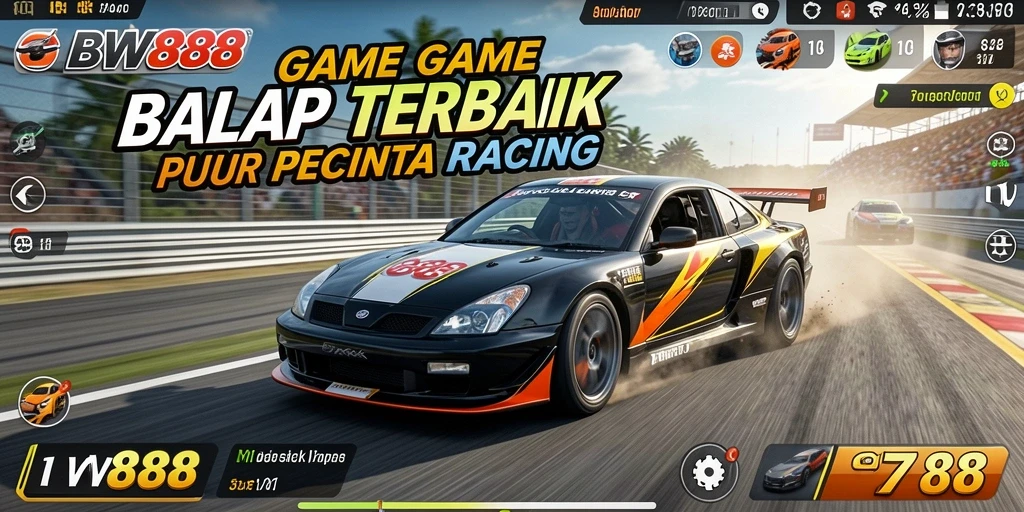 Screenshot BW888 menunjukkan gameplay balapan yang dinamis dan menegangkan.