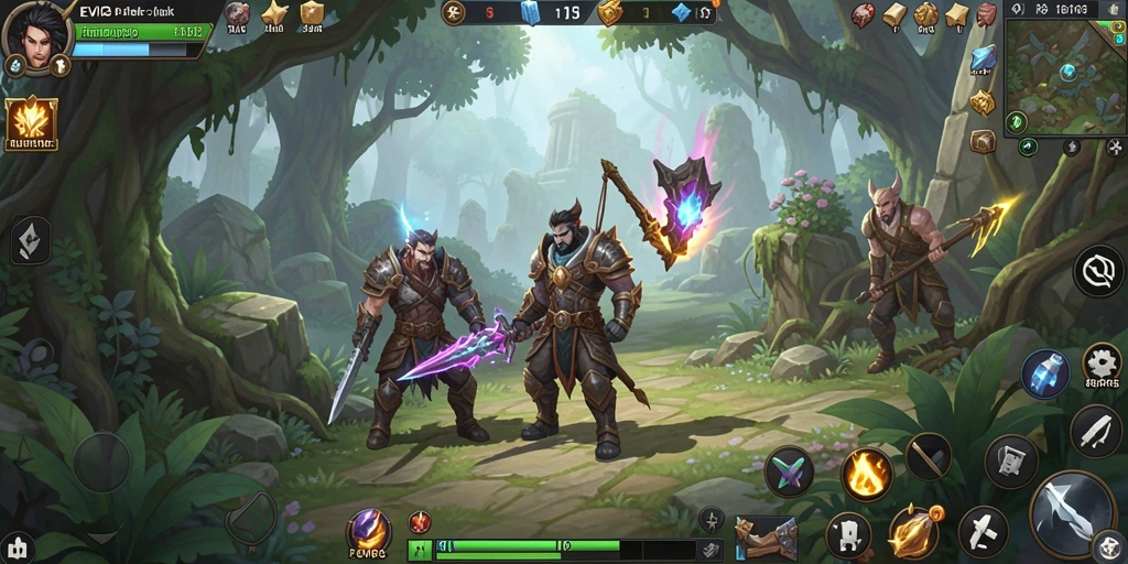Screenshot gameplay EVIP3 menampilkan pertarungan epik dalam dunia ARPG.