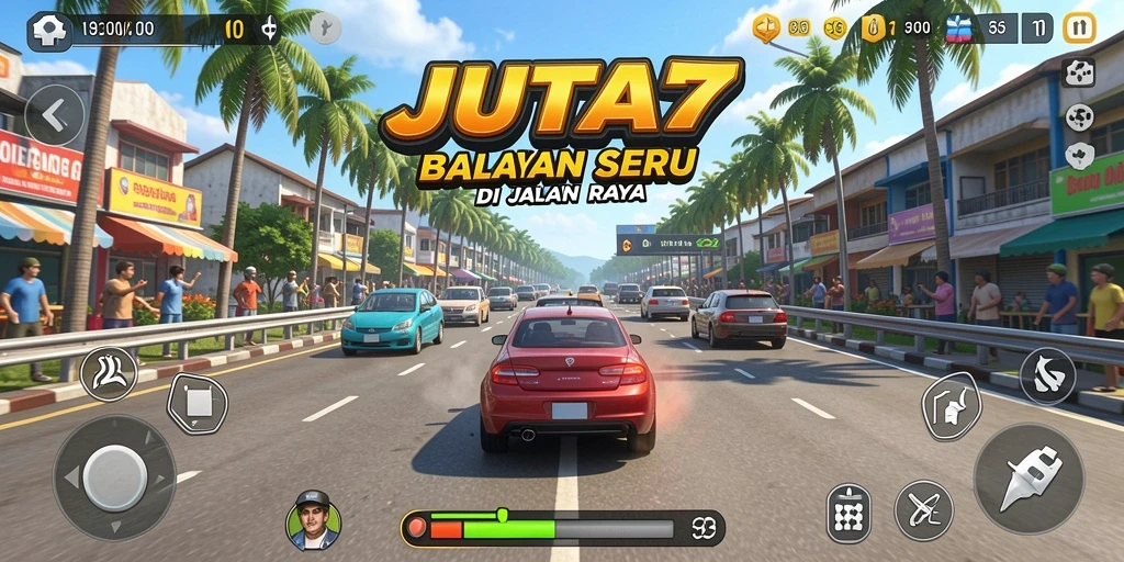 Tampilan gameplay JUTA7 yang mendebarkan dengan berbagai mobil balap.