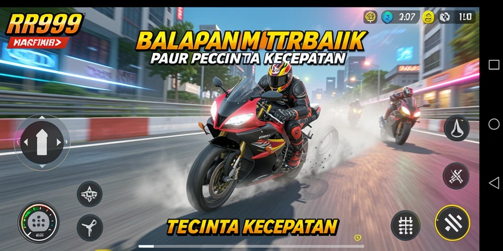 Gameplay seru balapan motor di RR999 dengan trek yang menantang.