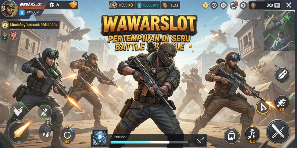 Gameplay seru WAWARSLOT dengan aksi pertempuran Battle Royale.