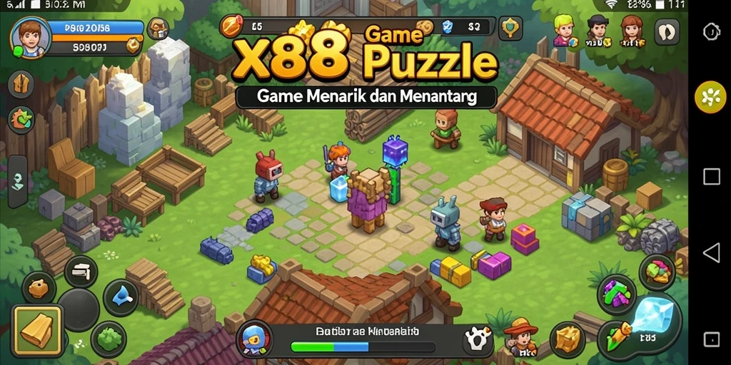 Screenshot gameplay X88 menunjukkan tantangan Puzzle yang menarik.